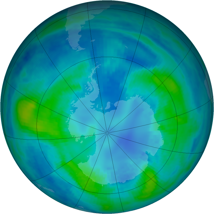 Antarctic ozone map for 15 April 2000